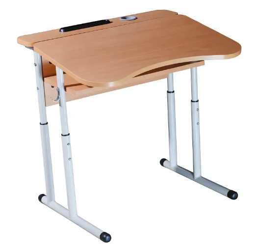 Стіл учнівський антисколіозний одномісний, з площадкою, регульований по висоті №4-6 на круглій трубі ( БІГУН арт. 11161-К)